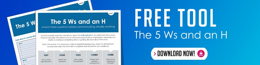 Click to download this free Tool - The 5 Ws and an H