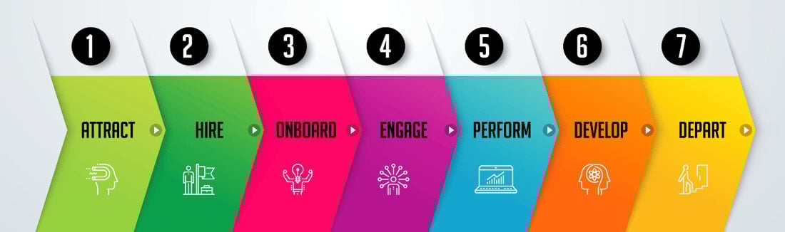 Employee life cycle stages graphic